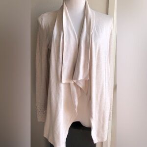 White House Black Market Cream Cardigan with gold studded cuffs xs